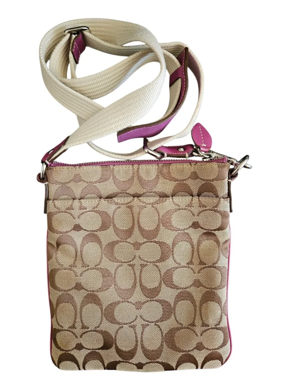 Vintage Y2K Coach Signature Canvas Swingpack Purple Crossbody Bag
